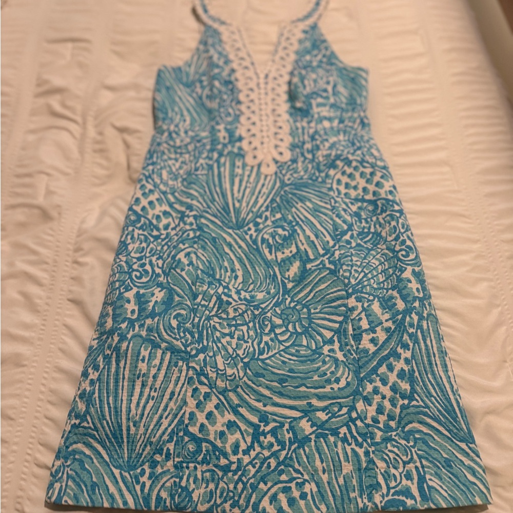 Lilly Pulitzer Blue and White Backless Dress